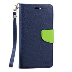 Samsung Galaxy Note 4 Diary Flip Leather Wallet Case w Stand and Strap (Blue Green)